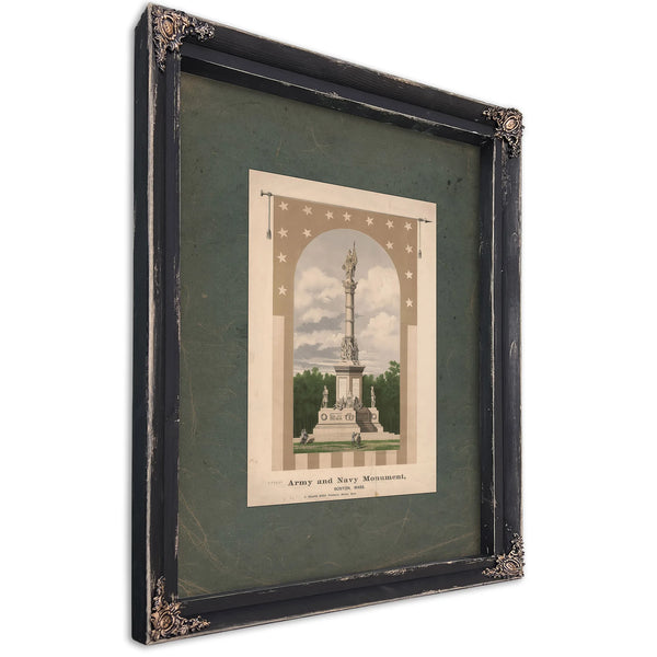 Army and Navy Monument Boston Mass 1872 — Ebony Framed Canvas Print | Bella Frye