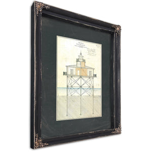 Seven Foot Knoll Lighthouse Blueprint the Sentinels Anatomy — Ebony Framed Canvas Print | Bella Frye