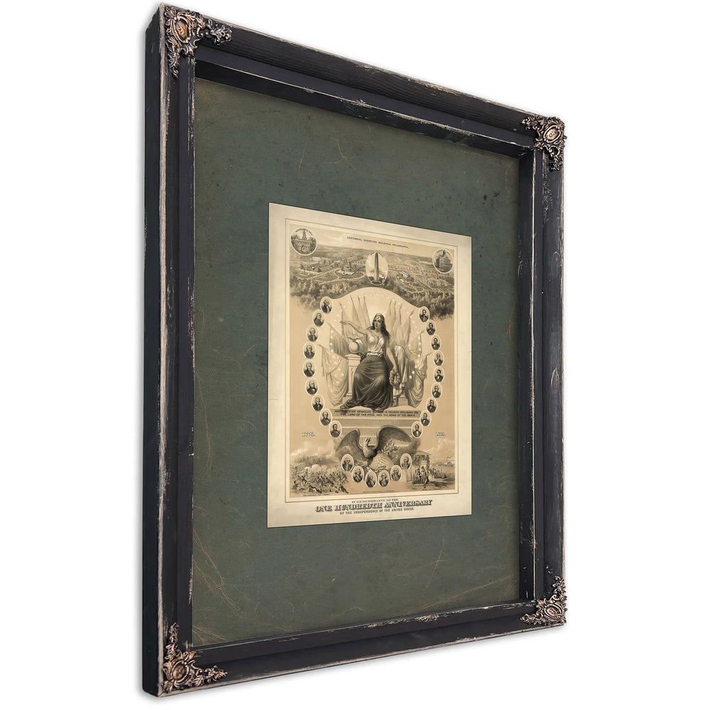 In Remembrance of the One Hundredth Anniversary of the Independence of the United States 1876 — Ebony Framed Canvas Print | B