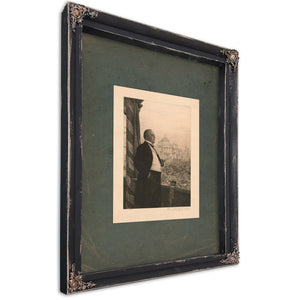 William Mckinley Preparing to Speak to Large Crowd From Balcony 192 — Ebony Framed Canvas Print | Bella Frye