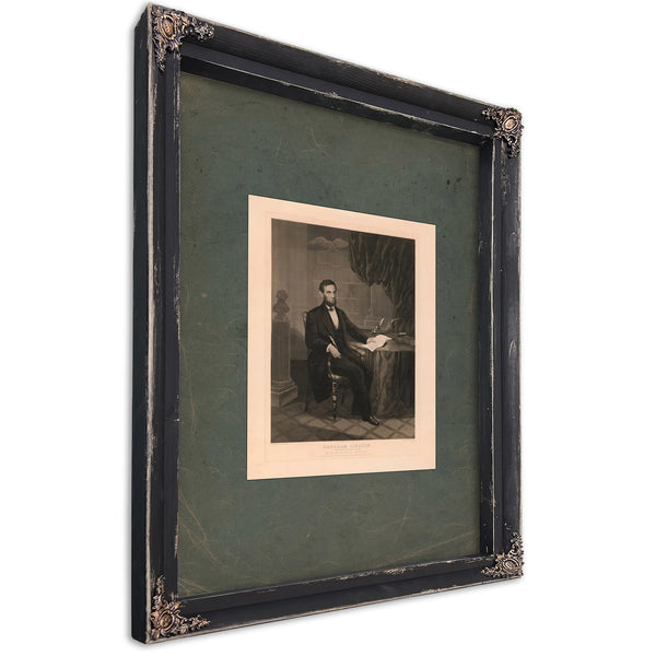 Abraham Lincoln President of the United States Signing the Emancipation Proclamation 1864 — Ebony Framed Canvas Print | Bella