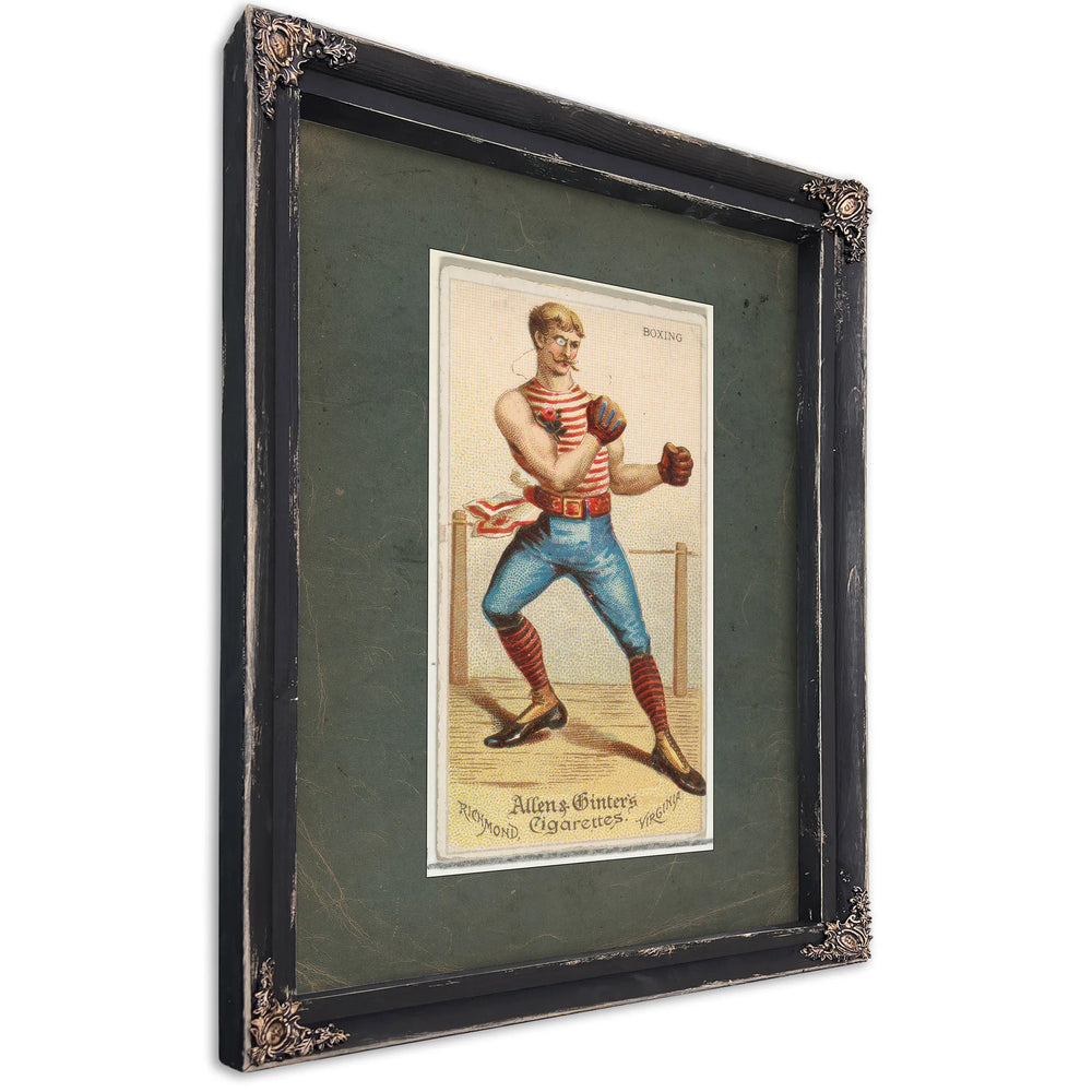 Boxing From Worldand39s Dudes Series N31 for Allen Andamp Ginter Cigarettes — Ebony Framed Canvas Print | Bella Frye