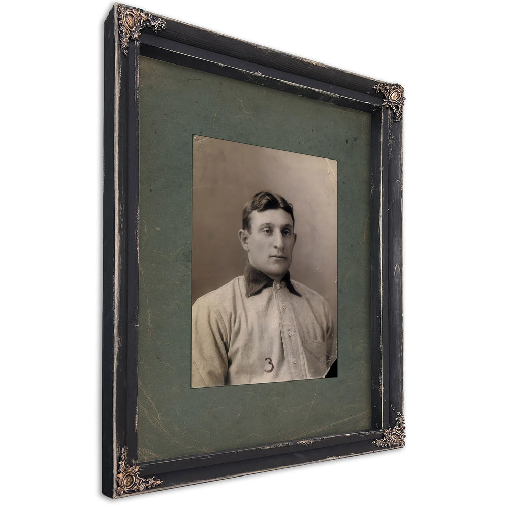 Honus Wagner Portrait — Ebony Framed Canvas Print | Bella Frye