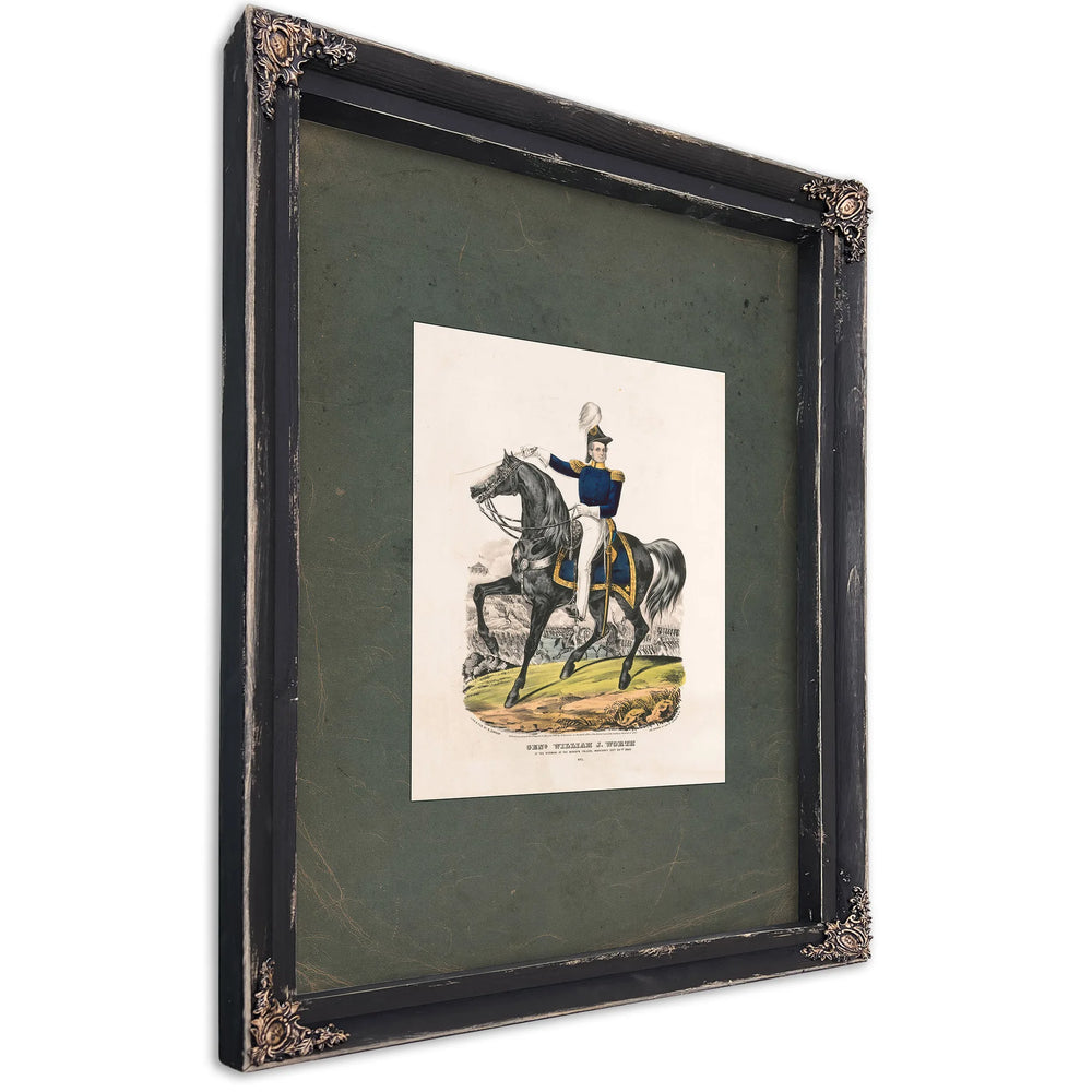 General William J Worth at the Storming of the Bishops Palace Monterey Sept 22nd 1846 1846 — Ebony Framed Canvas Print | Bell