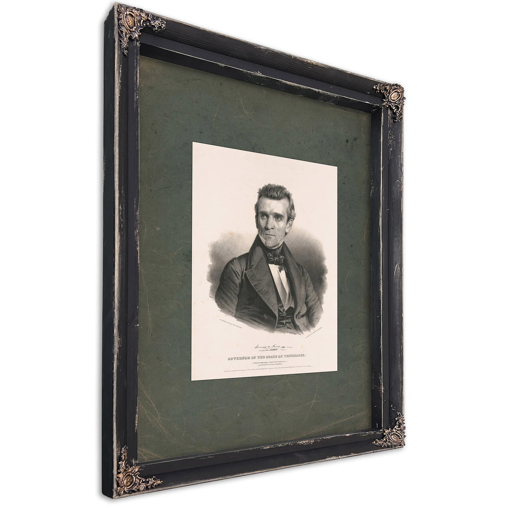 James K Polk Governor of the State of Tennessee 1838 — Ebony Framed Canvas Print | Bella Frye