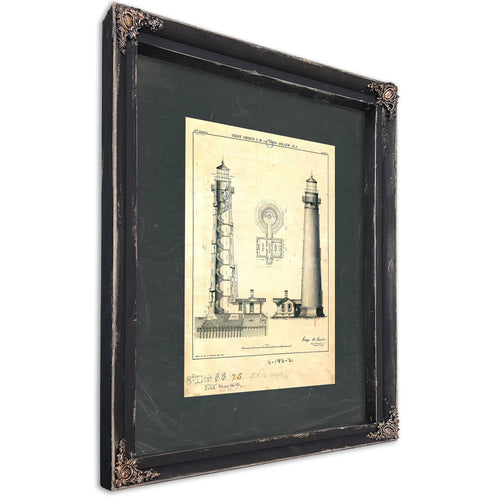 Sand Island Light Station Blueprint the Keepers Vigil — Ebony Framed Canvas Print | Bella Frye