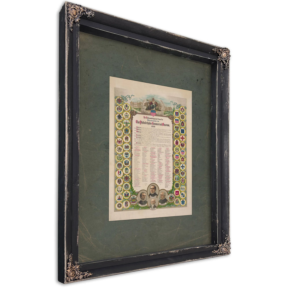 An Acknowledgment From the Delegates to the Philadelphia Commercial Museum 1899 1899 — Ebony Framed Canvas Print | Bella Frye