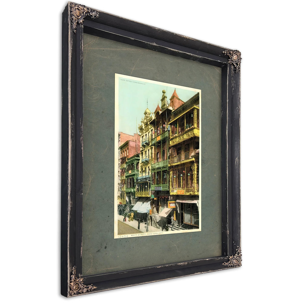 The Gilded Balconies of Mott Street — Ebony Framed Canvas Print | Bella Frye