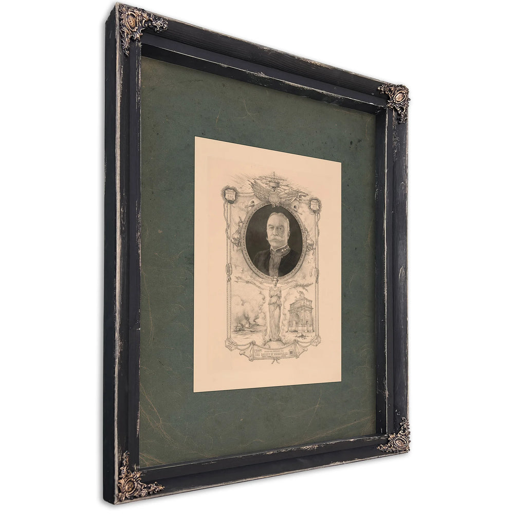 Portrait of Admiral Dewey Commemorating His Arrival in New York September 1899 192 — Ebony Framed Canvas Print | Bella Frye