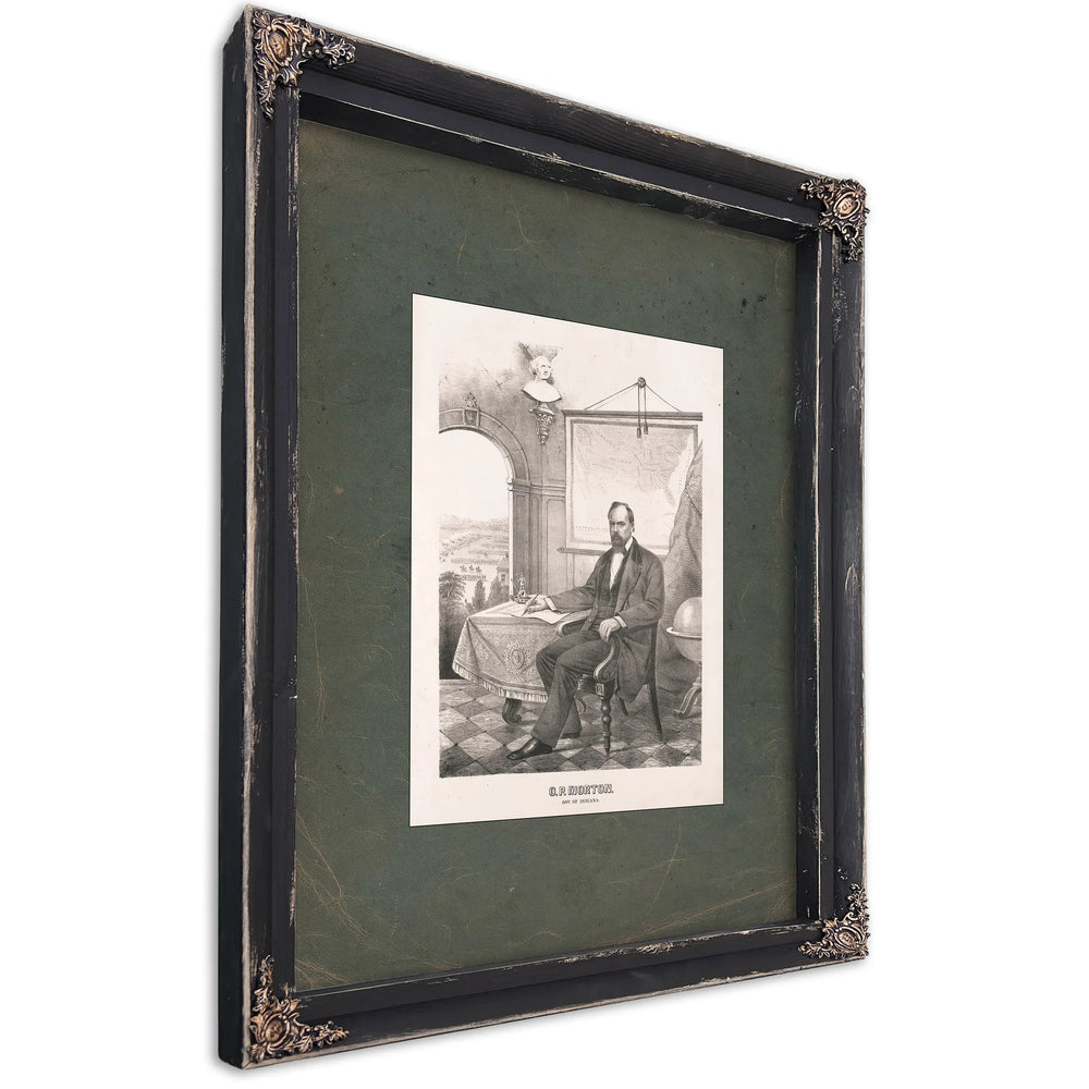 Oliver P Morton Governor of Indiana 1862 1864 — Ebony Framed Canvas Print | Bella Frye