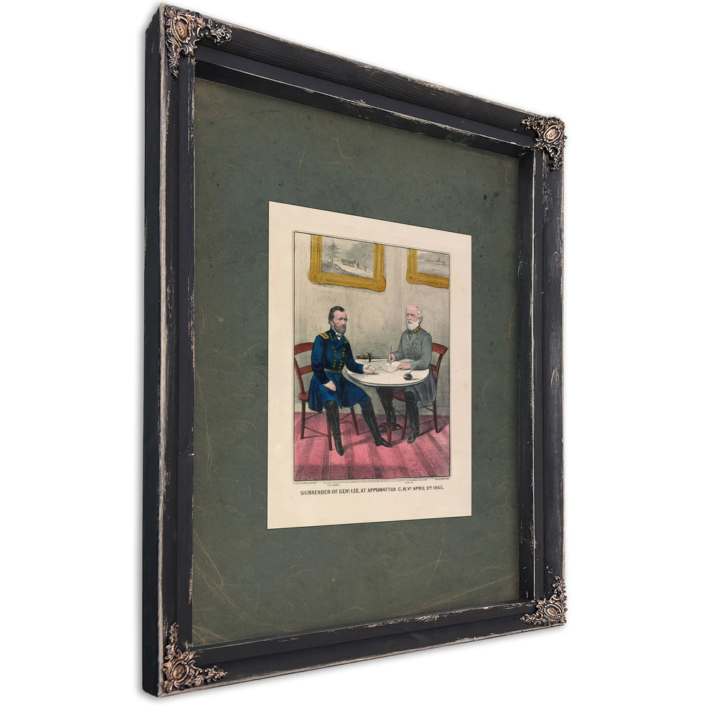 Surrender of General Lee at Appomattox Ch Va April 9th 1865 1865 — Ebony Framed Canvas Print | Bella Frye