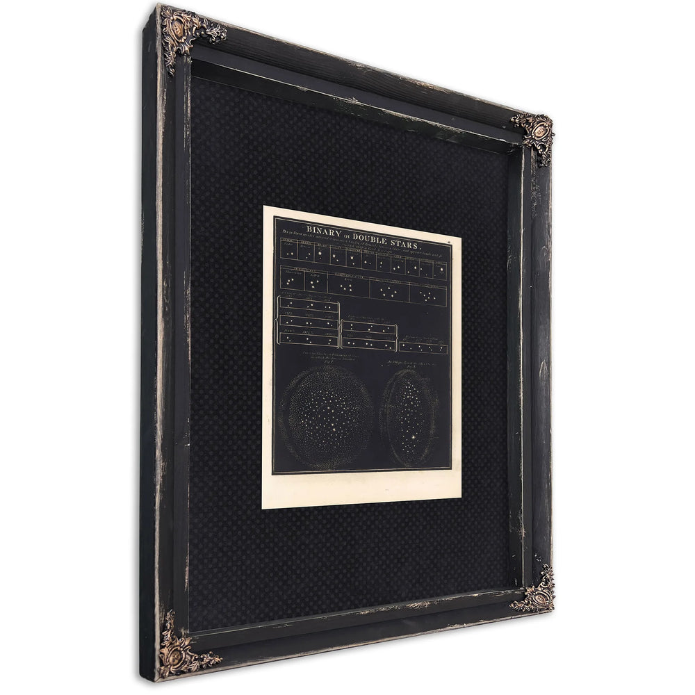 The Celestial Twins a Victorian Study of Binary Stars and Stellar Orbits — Ebony Framed Canvas Print | Bella Frye