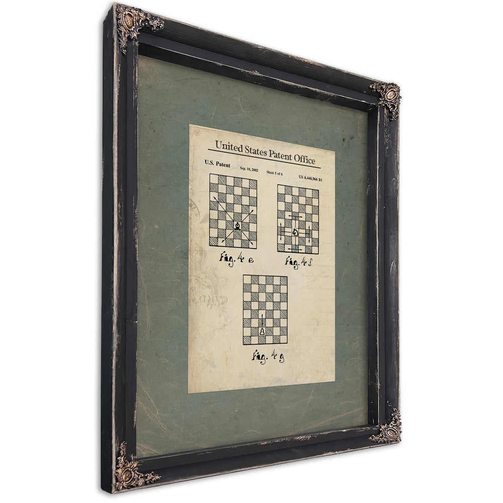 US Patent No. 6446966 B1 Chess Move Notation System (september 1 22) — Ebony Framed Canvas Print | Bella Frye