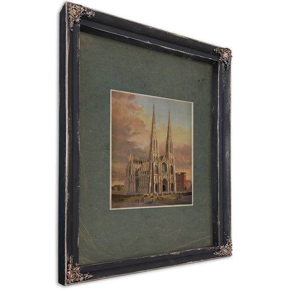 The New Cathedral Fifth Avenue New York 19th Century — Ebony Framed Canvas Print | Bella Frye