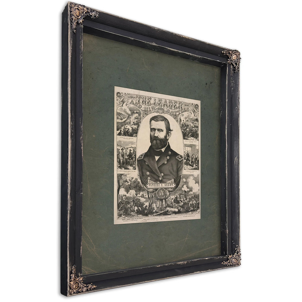 The Leader and His Battles Ulysses S Grant Lieutenant General Usa 1866 — Ebony Framed Canvas Print | Bella Frye