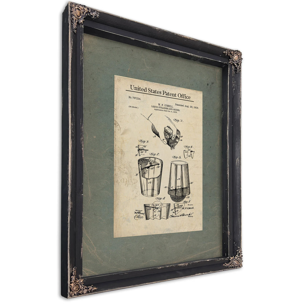 The Bartenders Secret Patent No. 73714 — Ebony Framed Canvas Print | Bella Frye