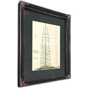 The Keepers Vigil Minots Ledge Lighthouse Blueprintb — Ebony Framed Canvas Print | Bella Frye