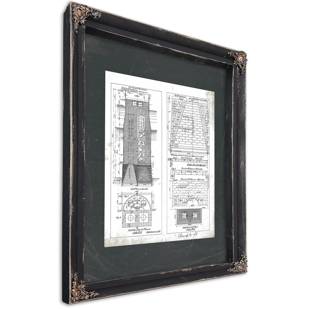 The Sunken Chamber Baltimore Caisson Engineering Blueprint — Ebony Framed Canvas Print | Bella Frye