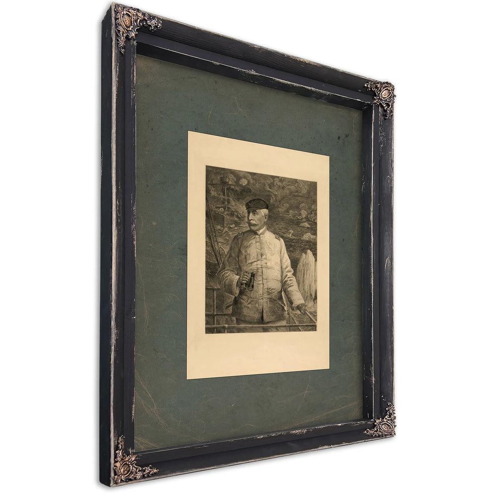 Dmiral Dewey on the Bridge 1899 — Ebony Framed Canvas Print | Bella Frye