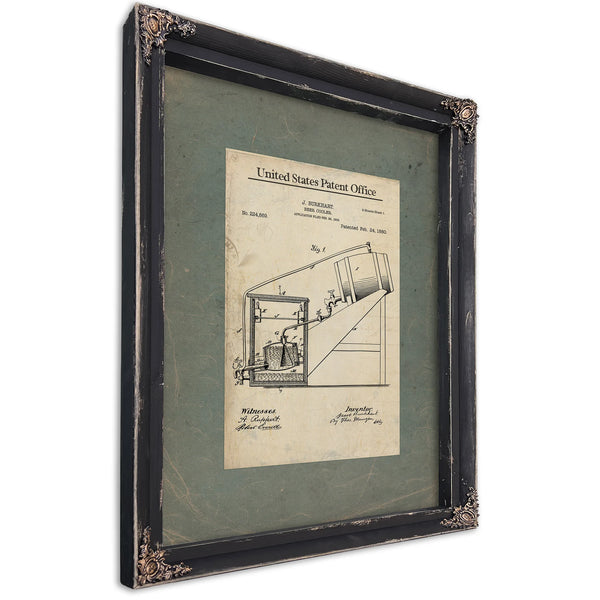 The Burkhart Beer Cooler Patent a Study in Victorian Temperance and Temptation — Ebony Framed Canvas Print | Bella Frye
