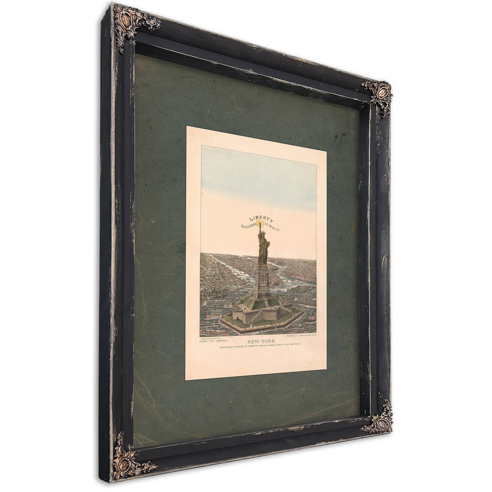 New York Bartholdi Statue of Liberty Erected on Bedloes Island in New York Harbor 1885 — Ebony Framed Canvas Print | Bella Fr