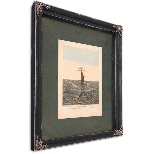 New York Bartholdi Statue of Liberty Erected on Bedloes Island in New York Harbor 1885 — Ebony Framed Canvas Print | Bella Fr