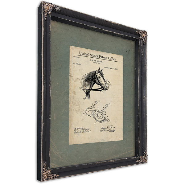 Us Patent No. 582535 Bridle Bit by G W Le Compte May 11 1897 — Ebony Framed Canvas Print | Bella Frye