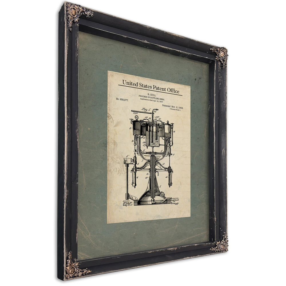 The Brewmasters Apparatus — Patent Drawing of Industrial Alchemy — Ebony Framed Canvas Print | Bella Frye
