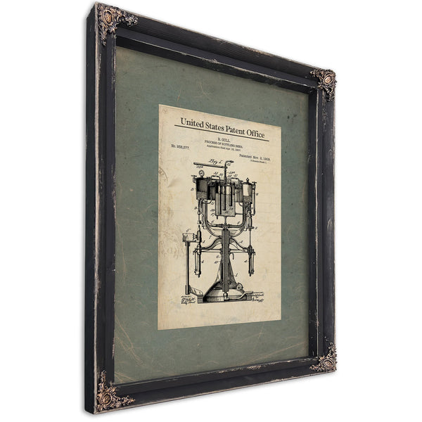 The Brewmasters Apparatus — Patent Drawing of Industrial Alchemy — Ebony Framed Canvas Print | Bella Frye