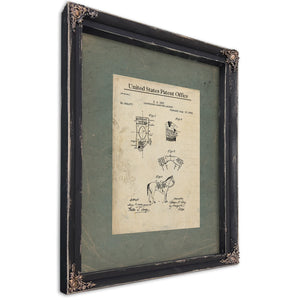 Us Patent No. 262577 Cartridge Carrying Jacket by S a Day August 15 1882 — Ebony Framed Canvas Print | Bella Frye