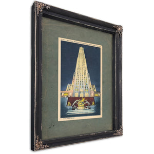 The Prometheus Tower Art Deco Monolith Rising From Manhattans Electric Night — Ebony Framed Canvas Print | Bella Frye