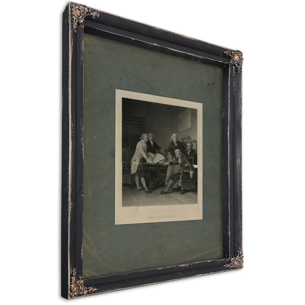 Committee of Congress Drafting the Declaration of Independence 1865 — Ebony Framed Canvas Print | Bella Frye