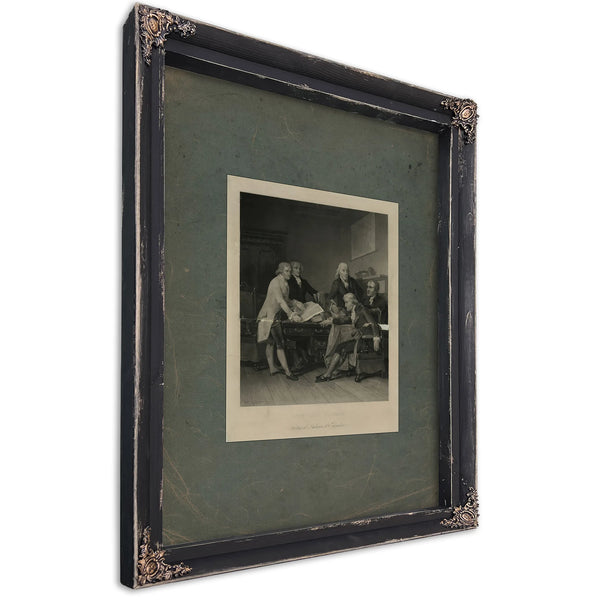 Committee of Congress Drafting the Declaration of Independence 1865 — Ebony Framed Canvas Print | Bella Frye