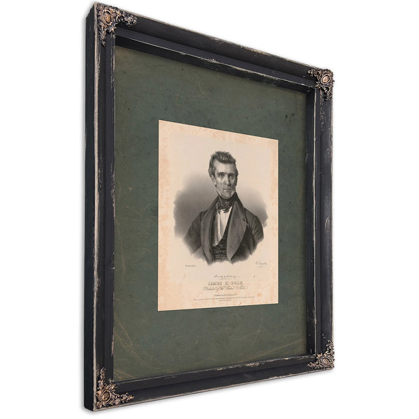 James K Polk President of the United States 1845 — Ebony Framed Canvas Print | Bella Frye
