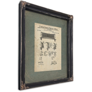 United States Patent No. 415825 Support for Lawn Tennis Nets by Fw Taylor November 26 1889 — Ebony Framed Canvas Print | Bell