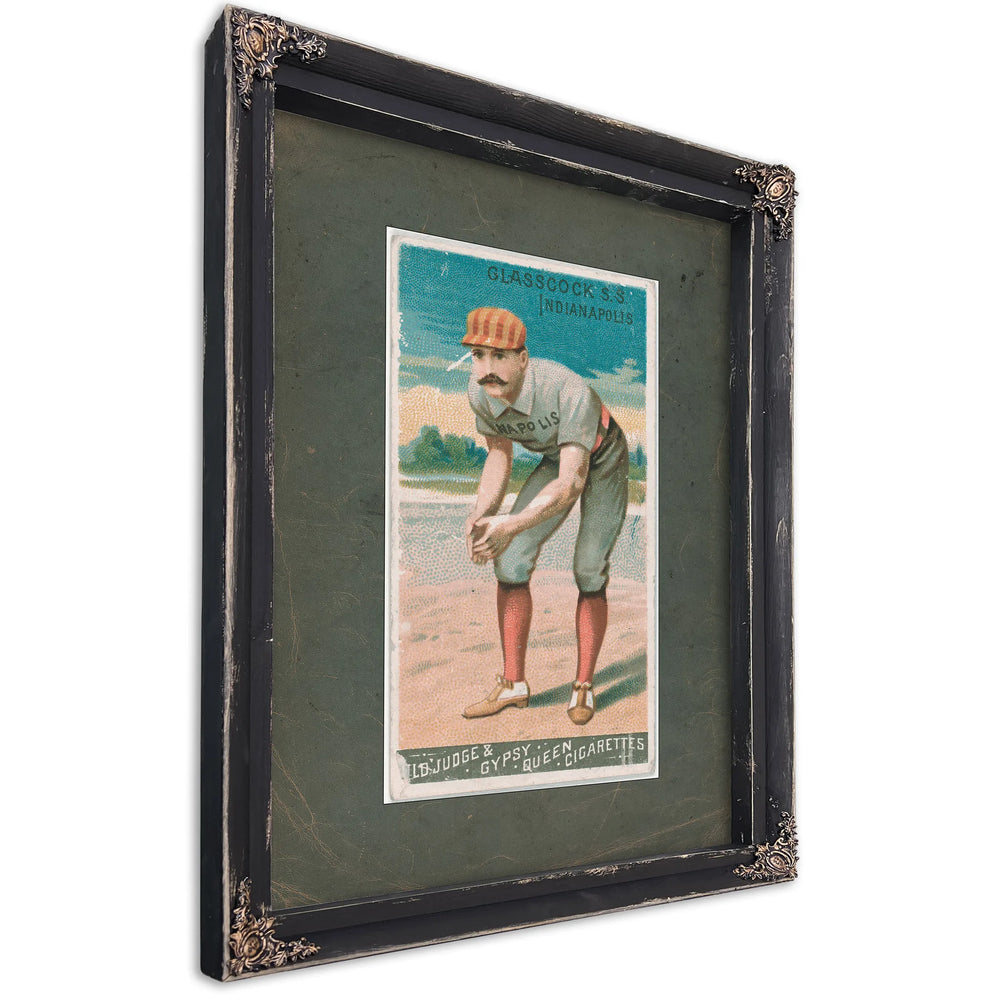 Jack Glasscock Indianapolis Hoosiers Baseball Card Portrait 9 — Ebony Framed Canvas Print | Bella Frye