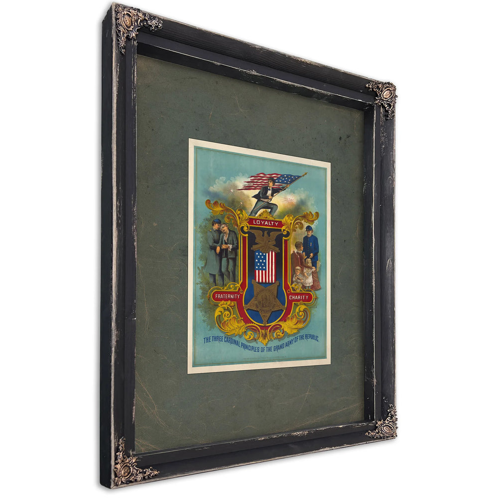 The Three Cardinal Principles of the Grand Army of the Republic 1884 — Ebony Framed Canvas Print | Bella Frye
