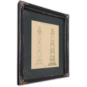 The Keepers Ascent Cape Henry Lighthouse Blueprint — Ebony Framed Canvas Print | Bella Frye
