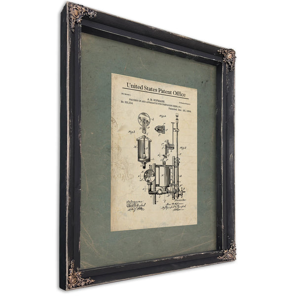 The Hofmann Brewing Apparatus — Patent Archive Print — Ebony Framed Canvas Print | Bella Frye