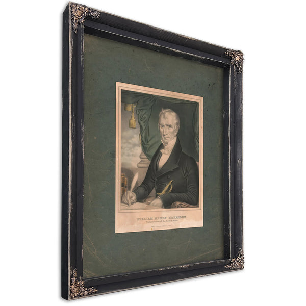 William Henry Harrison_ Ninth President of the United States 1835 1856 — Ebony Framed Canvas Print | Bella Frye