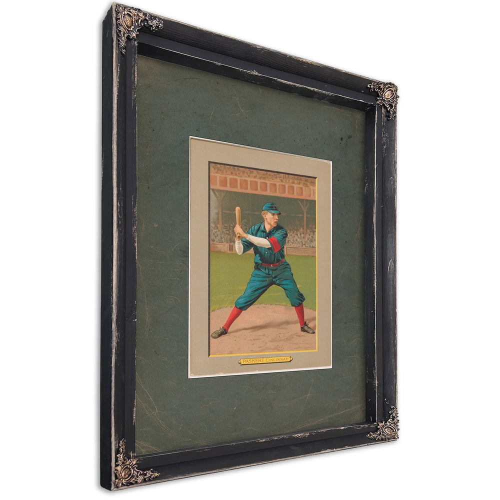 Dode Paskert Cincinnati Reds Baseball Card Portrait 2 — Ebony Framed Canvas Print | Bella Frye