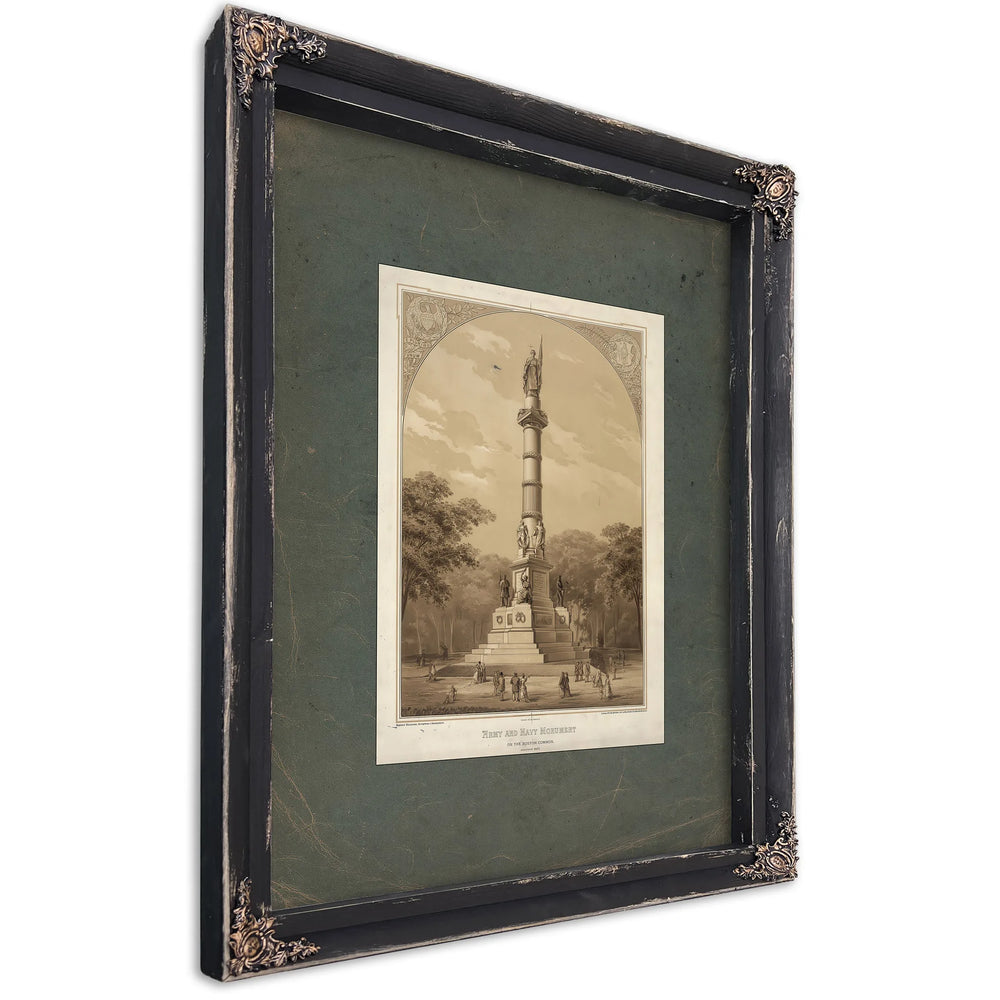 Army and Navy Monument on the Boston Common Erected 1877 1877 — Ebony Framed Canvas Print | Bella Frye