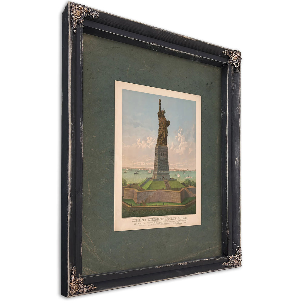 Liberty Enlightening the World the Colossal Statue by Bartholdi Presented by the French People to America 1883 — Ebony Framed