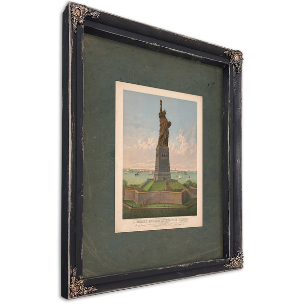 Liberty Enlightening the World the Colossal Statue by Bartholdi Presented by the French People to America 1883 — Ebony Framed