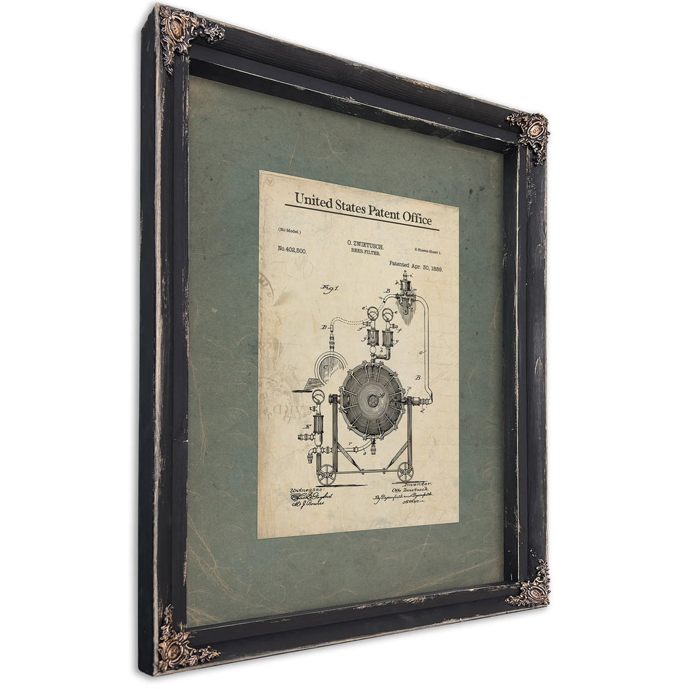 The Alchemists Vessel Zwietusch Beer Filter Patent — Ebony Framed Canvas Print | Bella Frye