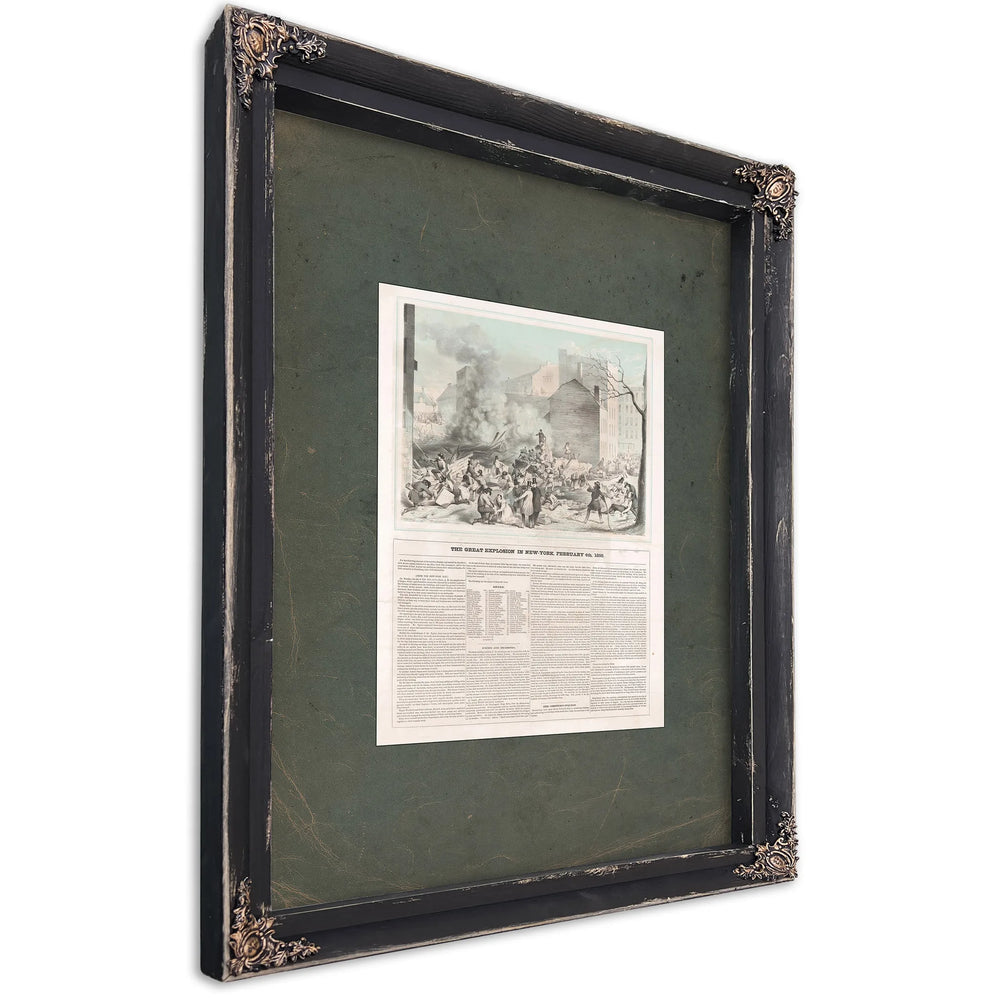 The Great Explosion in New York February 4th 185 185 — Ebony Framed Canvas Print | Bella Frye