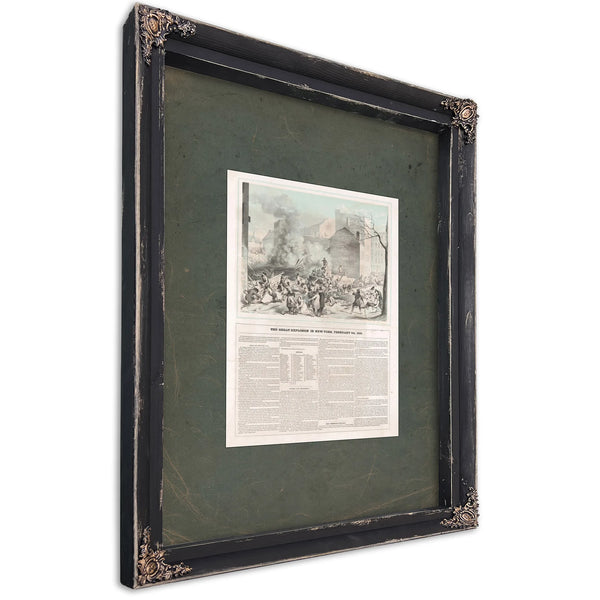 The Great Explosion in New York February 4th 185 185 — Ebony Framed Canvas Print | Bella Frye