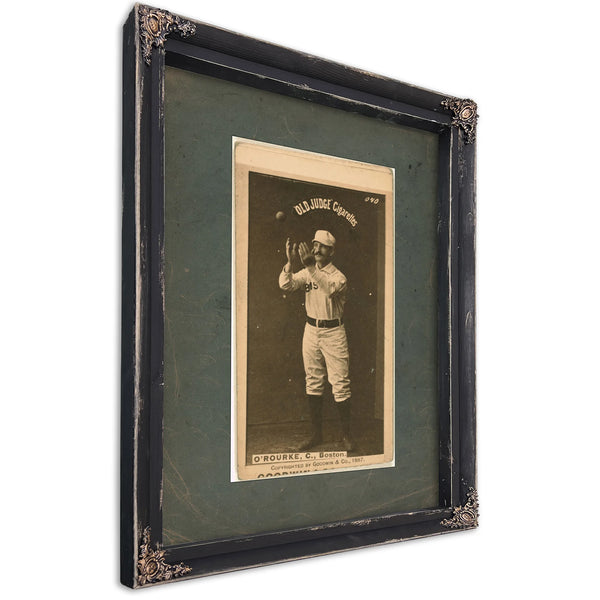Tom Orourke Boston Beaneaters Baseball Card Portrait — Ebony Framed Canvas Print | Bella Frye