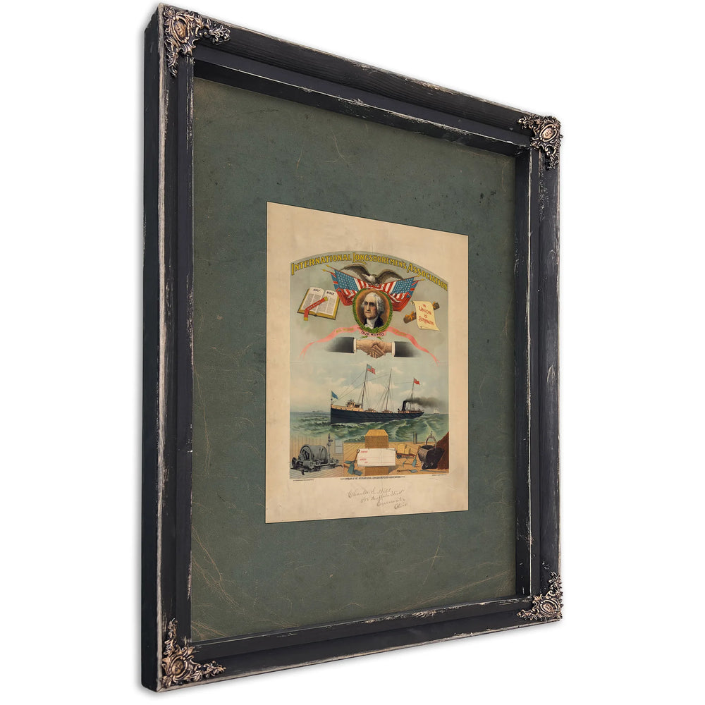 Emblem of the International Longshoremens Association 191 — Ebony Framed Canvas Print | Bella Frye