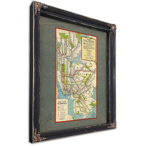 The Underground Arteries New York City Transit Map — Ebony Framed Canvas Print | Bella Frye